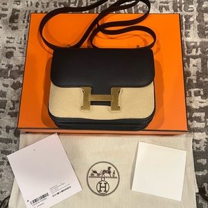 Brand New Mini Constance 18 Blue Indigo Gold Hardware Epson Leather